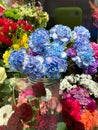 Beautiful bouquet of blue carnations Royalty Free Stock Photo