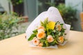 Beautiful bouquet of bright white rose flowers Royalty Free Stock Photo