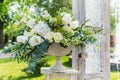 Beautiful bouquet of bright white rose flowers Royalty Free Stock Photo