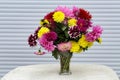 A beautiful bouquet of dahlias in a vase Royalty Free Stock Photo