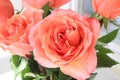 Beautiful bouquet of delicate coral roses