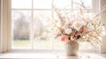 Beautiful bouquet of flowers in vase. Floral arrangement