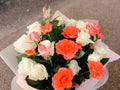 beautiful bouquet of freshly cut roses of different colors Royalty Free Stock Photo