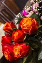 Beautiful bouquet of living roses. Royalty Free Stock Photo
