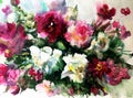 Watercolor art background colorful flower bouquet Royalty Free Stock Photo