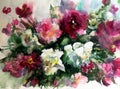 Watercolor art background colorful flower bouquet Royalty Free Stock Photo