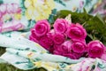 Beautiful bouquet of pink roses close up outdoors Royalty Free Stock Photo