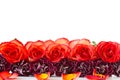 Beautiful bouquet of red roses with carnations Royalty Free Stock Photo