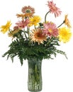 beautiful bouquet of red and yellow flowers on a white background is in the vase