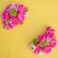 Beautiful bouquet of roses. Composition of flowers, on yellow background. Colorful flowers festive background. Floral Royalty Free Stock Photo