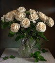 Beautiful bouquet of roses in a crystal jug. Royalty Free Stock Photo