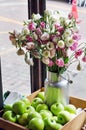 Beautiful bouquet of roses in a decorative bucket