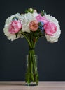 Beautiful bouquet of white pink and yellow flowers.