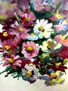 Watercolor art background colorful flower bouquet Royalty Free Stock Photo