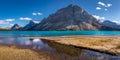 Beautiful Bow Lake and Crowfoot Mountain Panorama Royalty Free Stock Photo