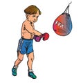 Beautiful boy boxing, hand drawn doodle