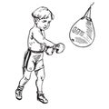 Beautiful boy boxing, hand drawn doodle