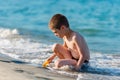 Beautiful boy playing with toys Royalty Free Stock Photo