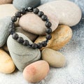 Beautiful bracelet made of natural black volcanic lava