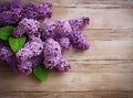 beautiful branch of lilac flowers on a dark green blurred background. long natural banner. concept for spring greetings