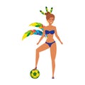 Beautiful brazilian garota with soccer balloon