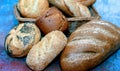 Beautiful bread on a blue background