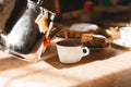 Beautiful breakfast with tea and sweet cake Royalty Free Stock Photo