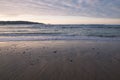 Beautiful breaking waves on sandy beach on atlantic ocean, basque country, france Royalty Free Stock Photo