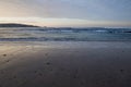 Beautiful breaking waves on sandy beach on atlantic ocean, basque country, france Royalty Free Stock Photo