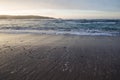 Beautiful breaking waves on sandy beach on atlantic ocean, hendaye, basque country, france Royalty Free Stock Photo