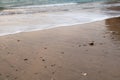 Beautiful breaking waves on sandy beach on atlantic ocean, hendaye, basque country, france Royalty Free Stock Photo