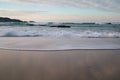 Beautiful breaking waves on sandy beach on atlantic ocean, hendaye, basque country, france Royalty Free Stock Photo