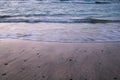 Beautiful breaking waves on sandy beach on atlantic ocean, hendaye, basque country, france Royalty Free Stock Photo