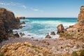 Beautiful breaking waves of turquoise water in atlantic ocean background Royalty Free Stock Photo