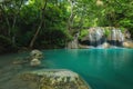 Beautiful and Breathtaking green waterfall, Erawan`s waterfall