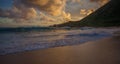 Beautiful Breathtaking Sandy Beach Park Sunset Oahu Hawaii Royalty Free Stock Photo