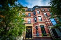 Beautiful brick rowhouses in Back Bay, Boston, Massachusetts. Royalty Free Stock Photo