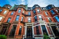 Beautiful brick rowhouses in Back Bay, Boston, Massachusetts. Royalty Free Stock Photo