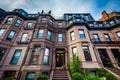 Beautiful brick rowhouses in Back Bay, Boston, Massachusetts. Royalty Free Stock Photo