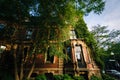 Beautiful brick rowhouses in Back Bay, Boston, Massachusetts. Royalty Free Stock Photo