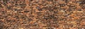 Beautiful brick wall that are not plastered background and texture. Panorama orange brick wall