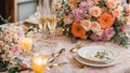 Beautiful bridal roses , romance champagne luxury elegant decoration design decor