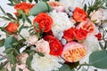 Beautiful bridal bouquet made of white and orange flowers Royalty Free Stock Photo