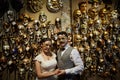 Beautiful bridal couple in carnaval masks in Venice Royalty Free Stock Photo