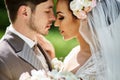 Beautiful bridal couple at sunset on the streets of Venice Royalty Free Stock Photo