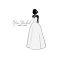 Beautiful Bridal Lace Gown, Bridal Boutique Logo, Bridesmaid Gown Logo Vector Design