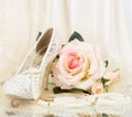 The beautiful bridal shoes, pink rose