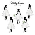 Beautiful Bridal Short Dress Boutique Logo Ideas Set, Gown Logo, Beautiful Bride with Flower Bouquet, Vector Design Royalty Free Stock Photo