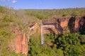 Beautiful Bridal Veil, Veu Da Noiva waterfall in Chapada Dos Guimaraes National Park, Cuiaba, Mato Grosso, Brazil Royalty Free Stock Photo