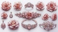 Beautiful Bride Accessories on White Background AI Generated